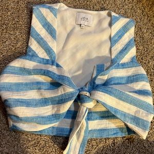 JOA blue and white stripe crop top- worn once!